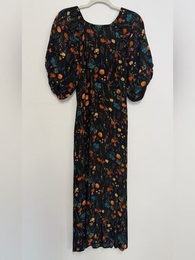 a new day Black Floral Maxi Dress with Puff Sleeves